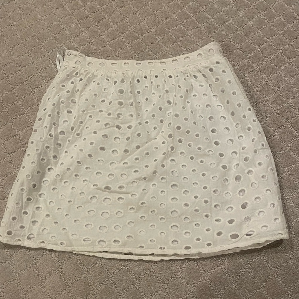Francesca’s White Eyelet Mini Skirt, Size Small